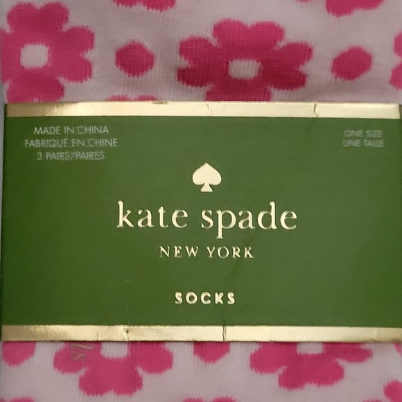 💖HP💖NWT KATE SPADE 3 Pair No Show Socks OS Trendy Pink Designer New York Funky - Picture 10 of 13